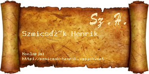 Szmicsák Henrik névjegykártya